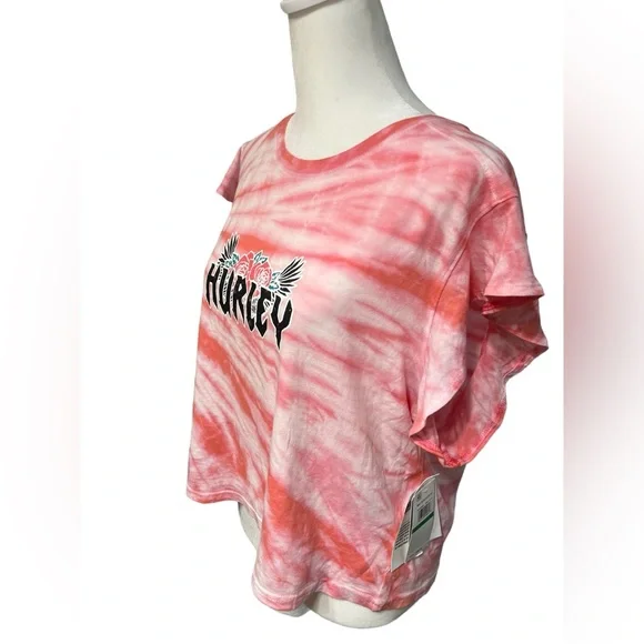 Hurley Wings Tie Dye Flutter Tee - Pink -Size Large - New with Tags - Picture 3 of 8
